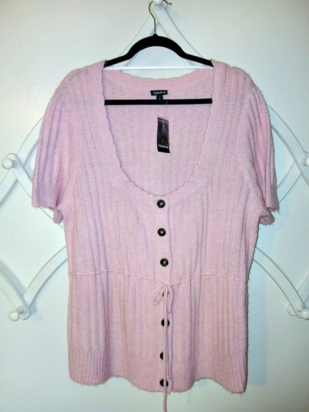 Torrid Pink Short Sleeve Button Front Cardigan 2X